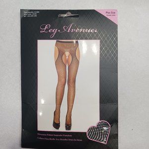 Leg Avenue Fishnet Rhinestone Suspender Pantyhose